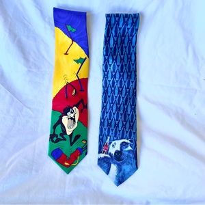 Coca Cola Polar Bear and Warner Bros 1996 Tasmanian Devil Poly Ties!
